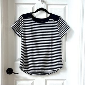 ⭐️ Banana Republic Navy White Striped Nautical Short Sleeve Blouse Size XS